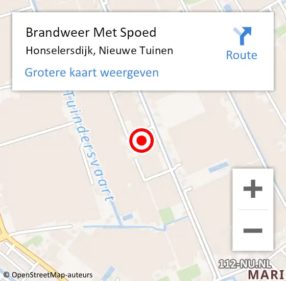 Locatie op kaart van de 112 melding: Brandweer Met Spoed Naar Honselersdijk, Nieuwe Tuinen op 26 september 2023 20:05