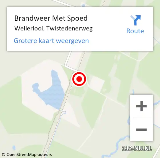 Locatie op kaart van de 112 melding: Brandweer Met Spoed Naar Wellerlooi, Twistedenerweg op 26 september 2023 20:24