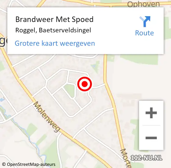 Locatie op kaart van de 112 melding: Brandweer Met Spoed Naar Roggel, Baetserveldsingel op 26 september 2023 20:39