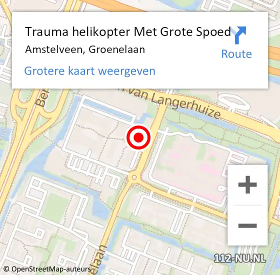 Locatie op kaart van de 112 melding: Trauma helikopter Met Grote Spoed Naar Amstelveen, Groenelaan op 26 september 2023 20:44