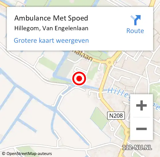 Locatie op kaart van de 112 melding: Ambulance Met Spoed Naar Hillegom, Van Engelenlaan op 26 september 2023 20:51