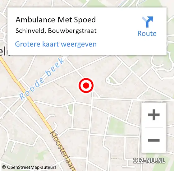 Locatie op kaart van de 112 melding: Ambulance Met Spoed Naar Schinveld, Bouwbergstraat op 9 september 2014 14:55