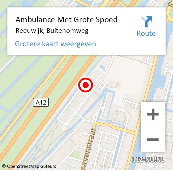 Locatie op kaart van de 112 melding: Ambulance Met Grote Spoed Naar Reeuwijk, Buitenomweg op 26 september 2023 20:56