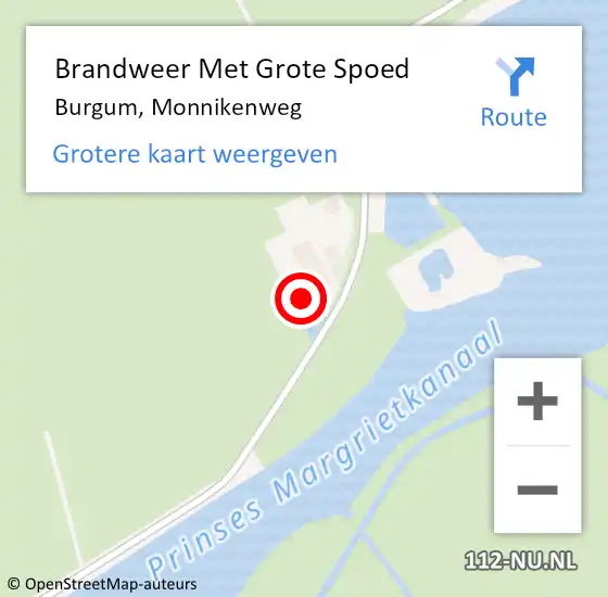 Locatie op kaart van de 112 melding: Brandweer Met Grote Spoed Naar Burgum, Monnikenweg op 26 september 2023 21:07