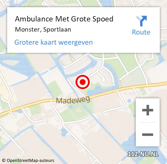 Locatie op kaart van de 112 melding: Ambulance Met Grote Spoed Naar Monster, Sportlaan op 26 september 2023 21:26