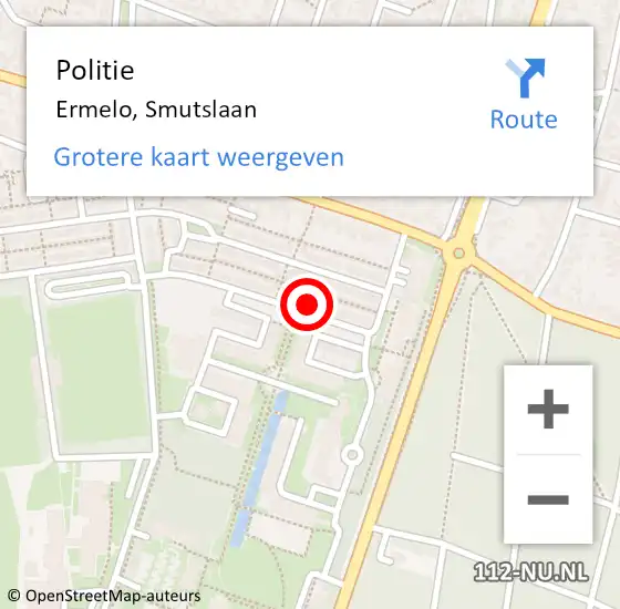 Locatie op kaart van de 112 melding: Politie Ermelo, Smutslaan op 26 september 2023 22:05