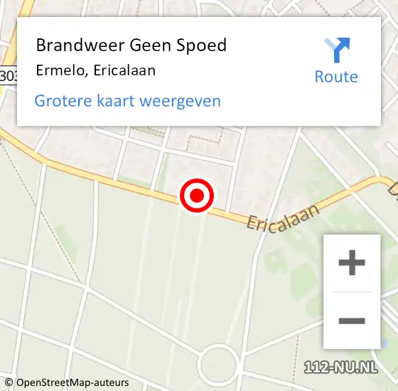 Locatie op kaart van de 112 melding: Brandweer Geen Spoed Naar Ermelo, Ericalaan op 26 september 2023 22:16