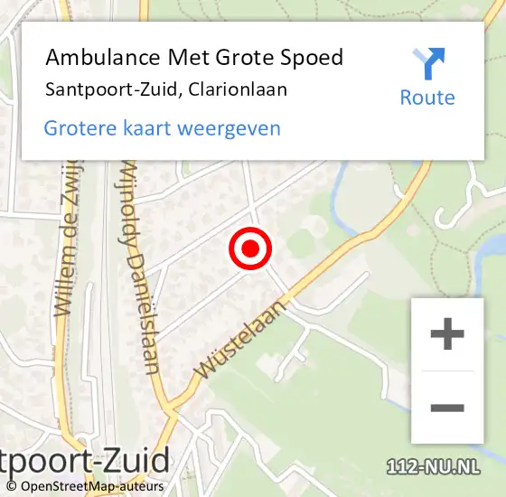Locatie op kaart van de 112 melding: Ambulance Met Grote Spoed Naar Santpoort-Zuid, Clarionlaan op 26 september 2023 22:41