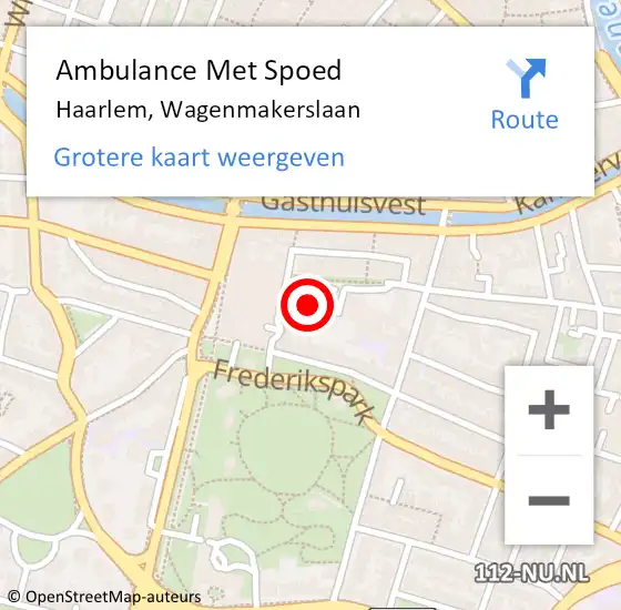 Locatie op kaart van de 112 melding: Ambulance Met Spoed Naar Haarlem, Wagenmakerslaan op 26 september 2023 22:47