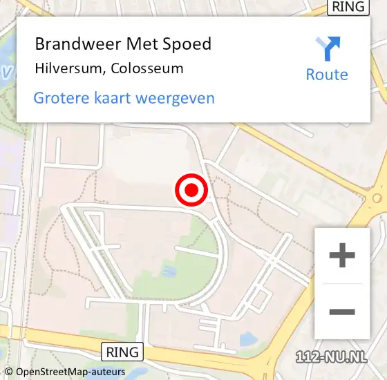 Locatie op kaart van de 112 melding: Brandweer Met Spoed Naar Hilversum, Colosseum op 26 september 2023 23:17