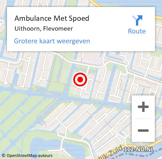 Locatie op kaart van de 112 melding: Ambulance Met Spoed Naar Uithoorn, Flevomeer op 26 september 2023 23:48