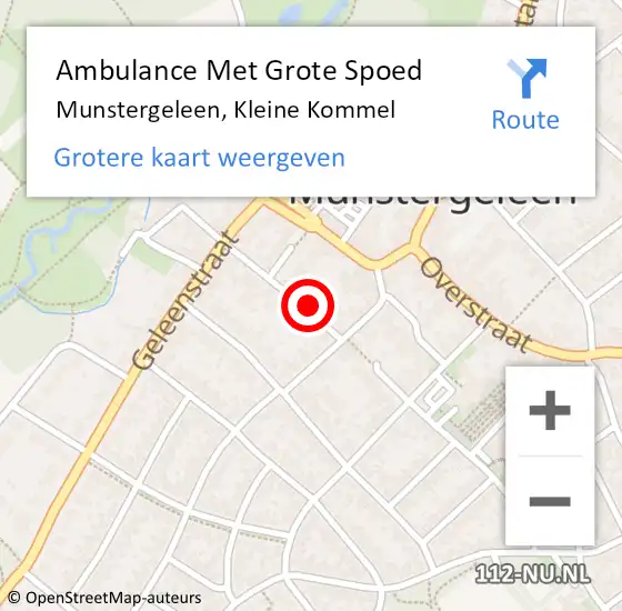 Locatie op kaart van de 112 melding: Ambulance Met Grote Spoed Naar Munstergeleen, Kleine Kommel op 14 oktober 2013 05:28