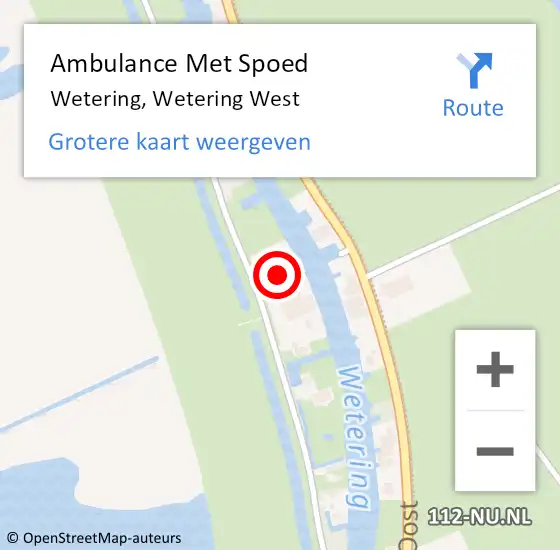 Locatie op kaart van de 112 melding: Ambulance Met Spoed Naar Wetering, Wetering West op 27 september 2023 01:13