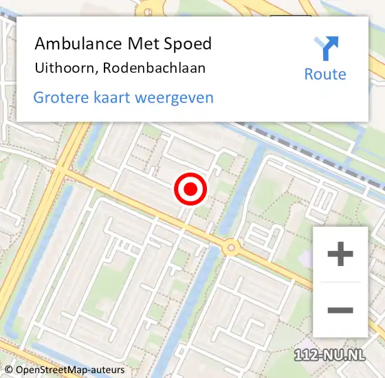 Locatie op kaart van de 112 melding: Ambulance Met Spoed Naar Uithoorn, Rodenbachlaan op 27 september 2023 02:39