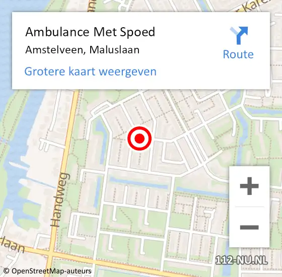 Locatie op kaart van de 112 melding: Ambulance Met Spoed Naar Amstelveen, Maluslaan op 27 september 2023 04:03