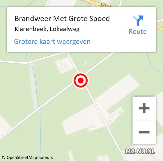 Locatie op kaart van de 112 melding: Brandweer Met Grote Spoed Naar Klarenbeek, Lokaalweg op 9 september 2014 15:15
