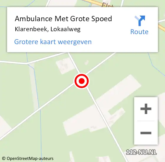 Locatie op kaart van de 112 melding: Ambulance Met Grote Spoed Naar Klarenbeek, Lokaalweg op 9 september 2014 15:16