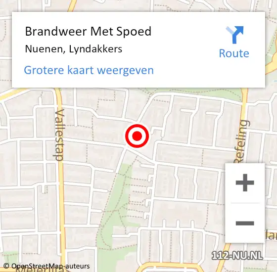 Locatie op kaart van de 112 melding: Brandweer Met Spoed Naar Nuenen, Lyndakkers op 27 september 2023 07:12