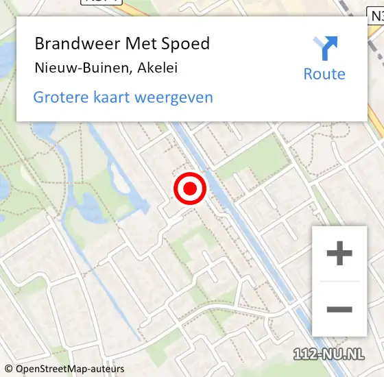 Locatie op kaart van de 112 melding: Brandweer Met Spoed Naar Nieuw-Buinen, Akelei op 27 september 2023 07:15