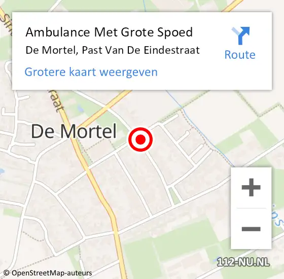 Locatie op kaart van de 112 melding: Ambulance Met Grote Spoed Naar De Mortel, Past Van De Eindestraat op 9 september 2014 15:19