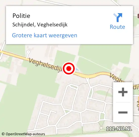 Locatie op kaart van de 112 melding: Politie Schijndel, Veghelsedijk op 27 september 2023 07:39