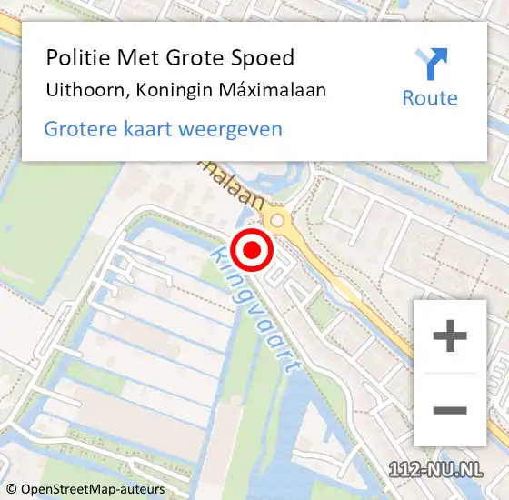 Locatie op kaart van de 112 melding: Politie Met Grote Spoed Naar Uithoorn, Koningin Máximalaan op 27 september 2023 07:59
