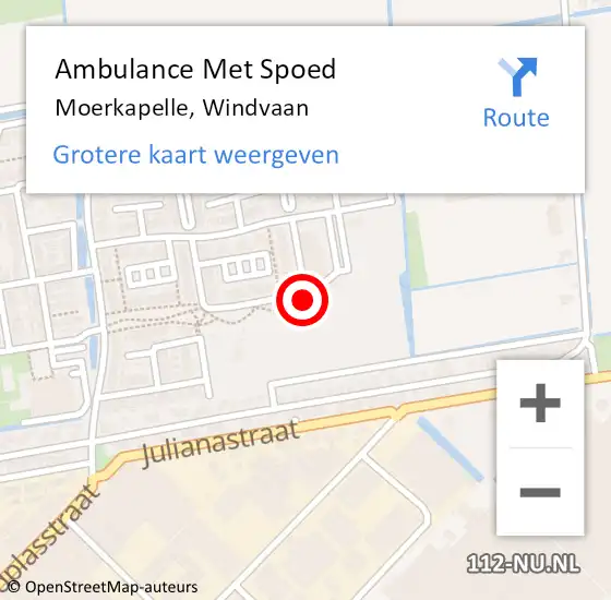 Locatie op kaart van de 112 melding: Ambulance Met Spoed Naar Moerkapelle, Windvaan op 27 september 2023 08:28