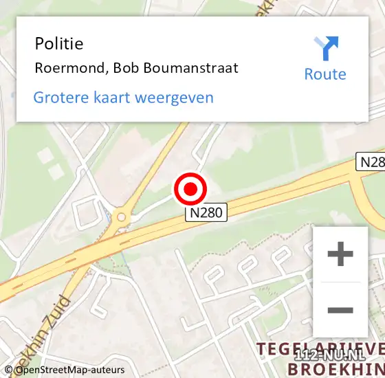 Locatie op kaart van de 112 melding: Politie Roermond, Bob Boumanstraat op 27 september 2023 08:31