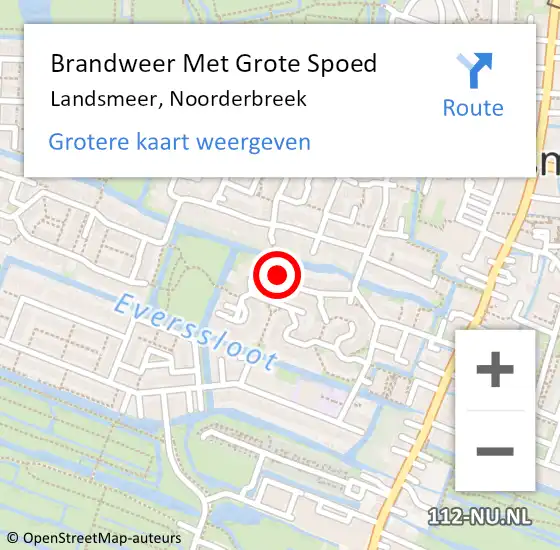 Locatie op kaart van de 112 melding: Brandweer Met Grote Spoed Naar Landsmeer, Noorderbreek op 27 september 2023 08:35