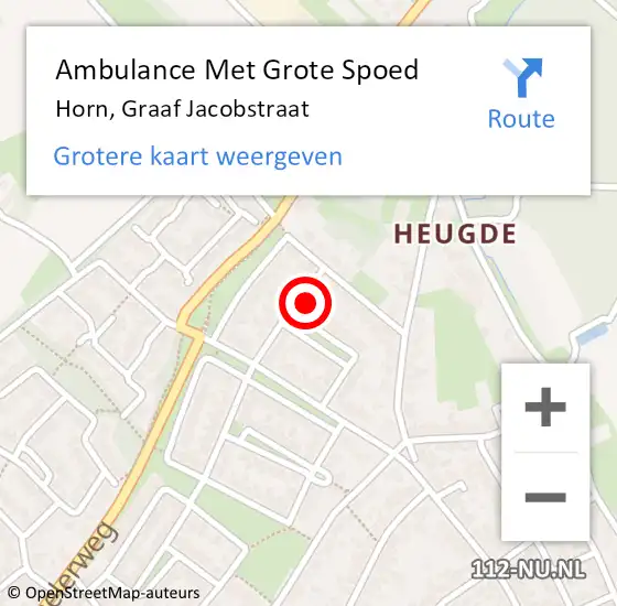 Locatie op kaart van de 112 melding: Ambulance Met Grote Spoed Naar Horn, Graaf Jacobstraat op 9 september 2014 15:28