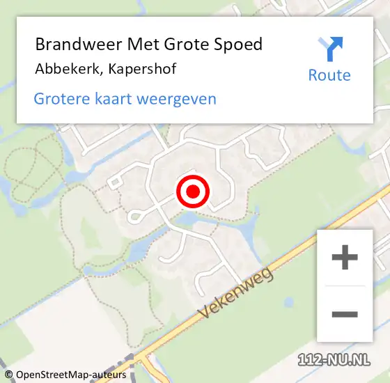 Locatie op kaart van de 112 melding: Brandweer Met Grote Spoed Naar Abbekerk, Kapershof op 27 september 2023 08:44