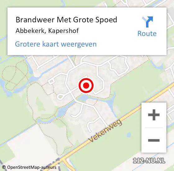 Locatie op kaart van de 112 melding: Brandweer Met Grote Spoed Naar Abbekerk, Kapershof op 27 september 2023 08:45