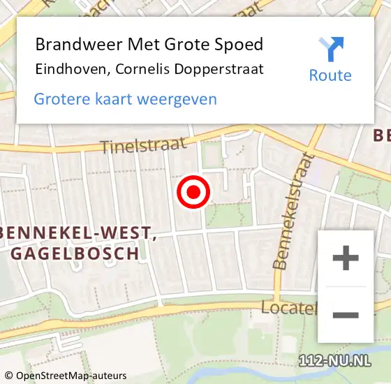 Locatie op kaart van de 112 melding: Brandweer Met Grote Spoed Naar Eindhoven, Cornelis Dopperstraat op 27 september 2023 08:46