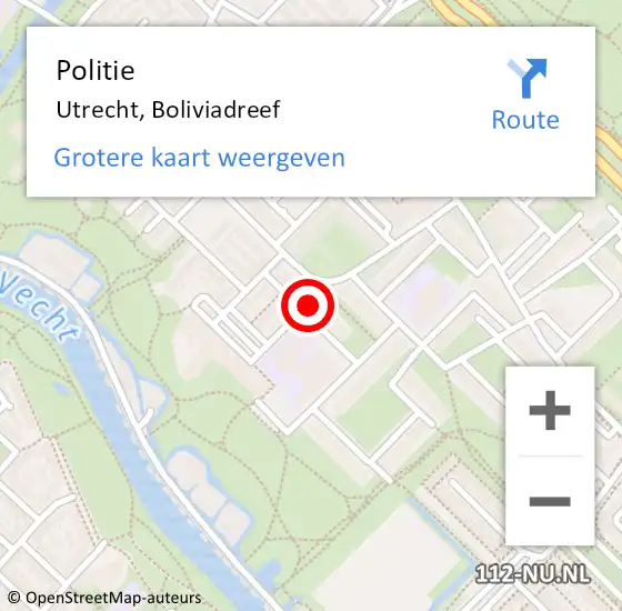 Locatie op kaart van de 112 melding: Politie Utrecht, Boliviadreef op 27 september 2023 08:56