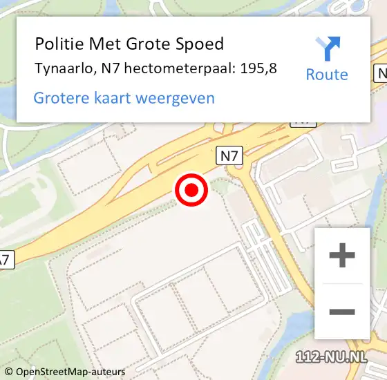Locatie op kaart van de 112 melding: Politie Met Grote Spoed Naar Tynaarlo, N7 hectometerpaal: 195,8 op 27 september 2023 09:00
