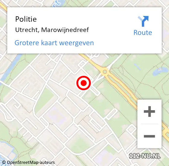 Locatie op kaart van de 112 melding: Politie Utrecht, Marowijnedreef op 27 september 2023 09:02