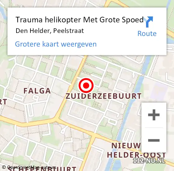 Locatie op kaart van de 112 melding: Trauma helikopter Met Grote Spoed Naar Den Helder, Peelstraat op 27 september 2023 09:05