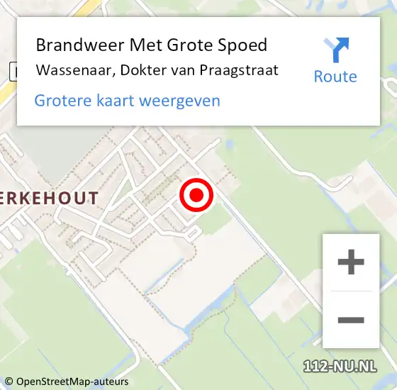 Locatie op kaart van de 112 melding: Brandweer Met Grote Spoed Naar Wassenaar, Dokter van Praagstraat op 27 september 2023 09:19