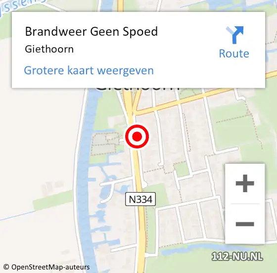 Locatie op kaart van de 112 melding: Brandweer Geen Spoed Naar Giethoorn op 27 september 2023 09:22