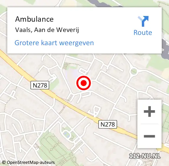 Locatie op kaart van de 112 melding: Ambulance Vaals, Aan de Weverij op 9 september 2014 15:37