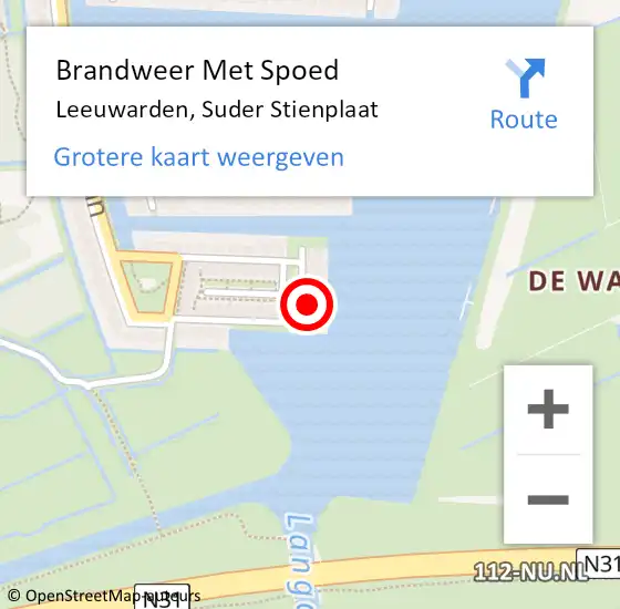 Locatie op kaart van de 112 melding: Brandweer Met Spoed Naar Leeuwarden, Suder Stienplaat op 27 september 2023 09:46