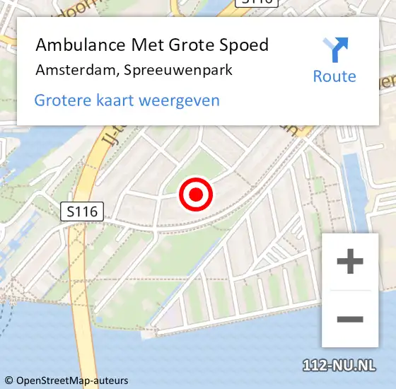 Locatie op kaart van de 112 melding: Ambulance Met Grote Spoed Naar Amsterdam, Spreeuwenpark op 27 september 2023 10:03
