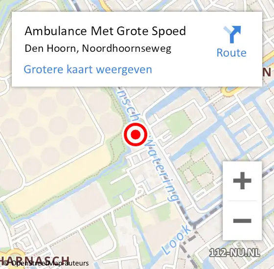 Locatie op kaart van de 112 melding: Ambulance Met Grote Spoed Naar Den Hoorn, Noordhoornseweg op 27 september 2023 10:15