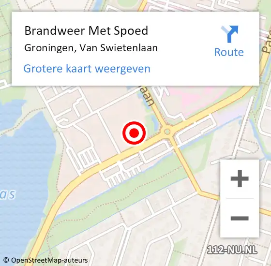 Locatie op kaart van de 112 melding: Brandweer Met Spoed Naar Groningen, Van Swietenlaan op 27 september 2023 10:24