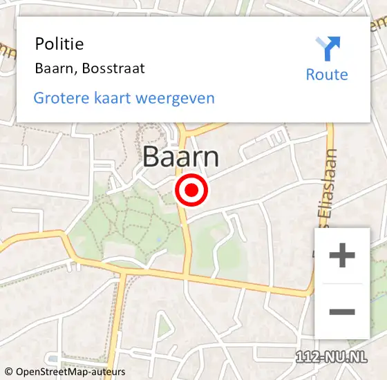 Locatie op kaart van de 112 melding: Politie Baarn, Bosstraat op 27 september 2023 10:35