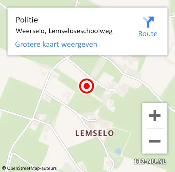 Locatie op kaart van de 112 melding: Politie Weerselo, Lemseloseschoolweg op 27 september 2023 10:35