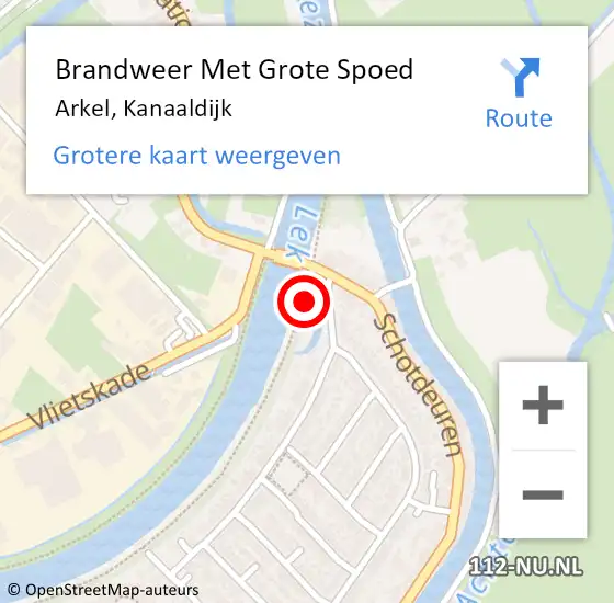 Locatie op kaart van de 112 melding: Brandweer Met Grote Spoed Naar Arkel, Kanaaldijk op 27 september 2023 10:38