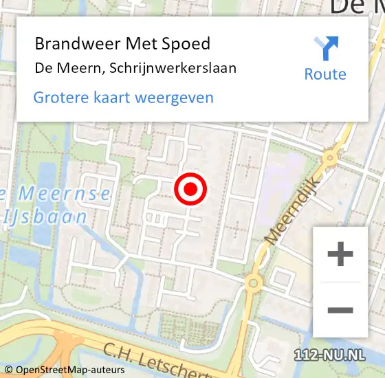 Locatie op kaart van de 112 melding: Brandweer Met Spoed Naar De Meern, Schrijnwerkerslaan op 27 september 2023 10:39