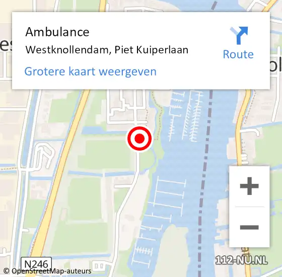 Locatie op kaart van de 112 melding: Ambulance Westknollendam, Piet Kuiperlaan op 27 september 2023 10:42