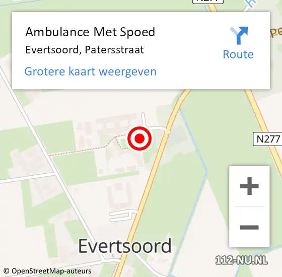 Locatie op kaart van de 112 melding: Ambulance Met Spoed Naar Evertsoord, Patersstraat op 9 september 2014 15:47